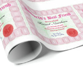 Papier Cadeau Faites le certificat du meilleur ami du monde (Coin rond)