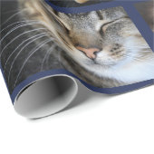 Papier Cadeau Faites votre propre photo-collage sur Navy Blue (Coin rond)