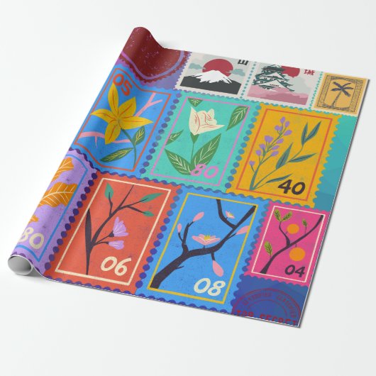 Papier Cadeau Fake Masterpiece Collection de timbres aléatoires (Déroulé)