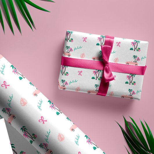 Papier Cadeau Fala de Noël Tropical Lets Roll Rose Convertible