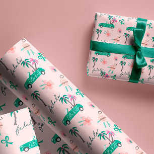 Papier Cadeau Fala de Noël Tropical Lets Roll Turquoise Converti