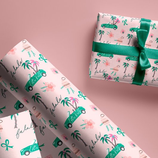 Papier Cadeau Fala de Noël Tropical Lets Roll Turquoise Converti