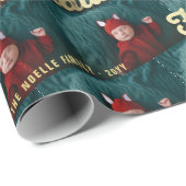 Papier Cadeau Falalala Gold Ombre Script Noël Multi Photo (Coin rond)