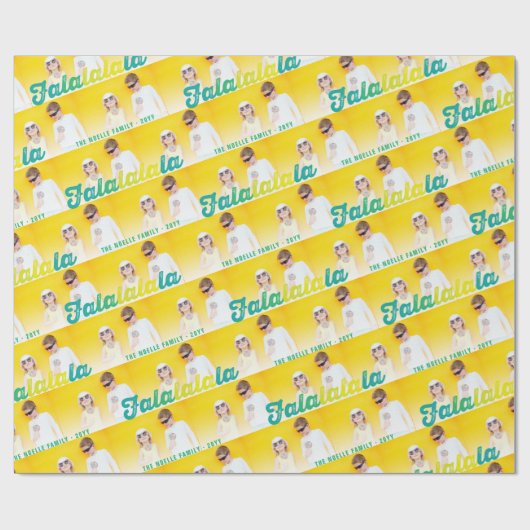 Papier Cadeau Falalala Green Ombre Script Holiday Multi Photo (Plat)