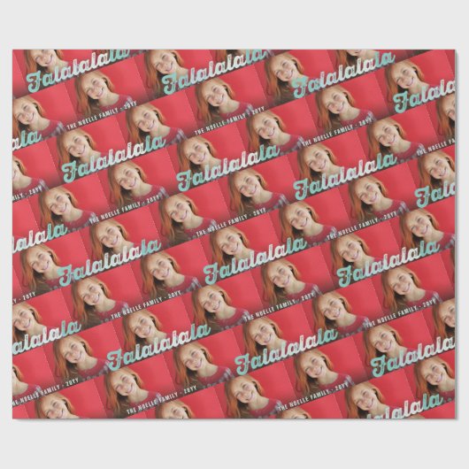 Papier Cadeau Falalala Mint Ombre Script Noël Multi Photo (Plat)