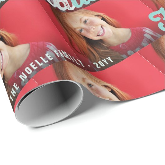 Papier Cadeau Falalala Mint Ombre Script Noël Multi Photo (Coin rond)