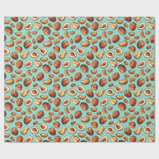 Papier Cadeau Fall Nuts Blue Thanksgiving (Plat)