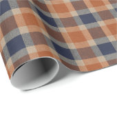 Papier Cadeau Fall Plaid Faux Fabric Texture Wrapping Paper Roll (Coin rond)