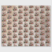 Papier Cadeau Famille 4 Hérisson de Noël Aquarelle (Plat)