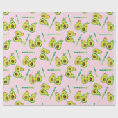 Papier Cadeau Famille Avocado Vert mignon sur violet (Plat)