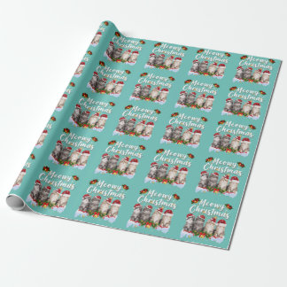 Papier Cadeau Famille Cat Meowy Correspondant Pajamas de Noël Pè