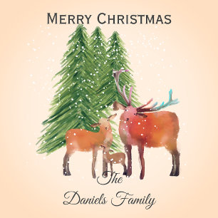 Papier Cadeau Famille de cerfs personnalisée pour Noël