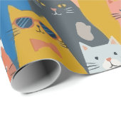 PAPIER CADEAU FAMILLE DE CHATS (Coin rond)