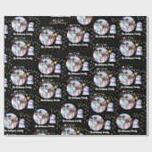 Papier Cadeau Famille de Noël moderne Snowman Photo et nom (Plat)