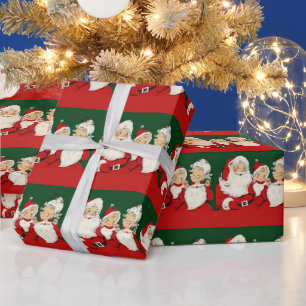 Papier Cadeau Famille de Père Noël Rétro Milieu de Siècle – Kits