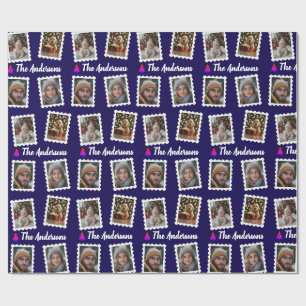 Papier Cadeau Famille de quatre Noël personnalisée 