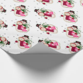 Papier Cadeau Famille de Snowman givré - rose (Coin)