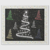 Papier Cadeau Famille des arbres de Noël - (Plat)