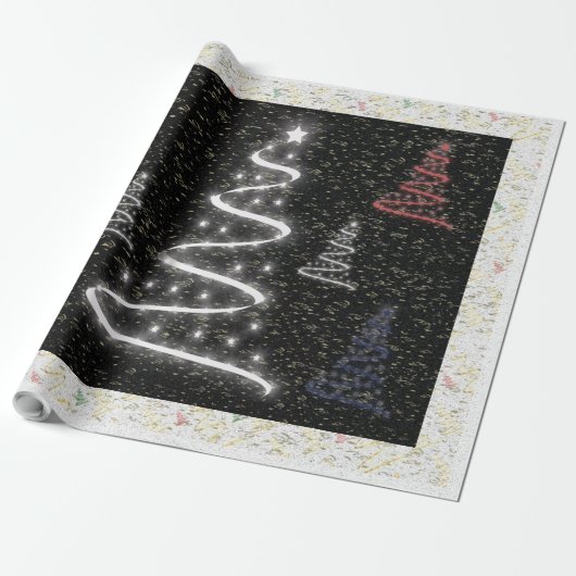 Papier Cadeau Famille des arbres de Noël - (Déroulé)