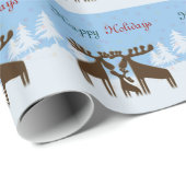 Papier Cadeau famille d'orignaux (Coin rond)