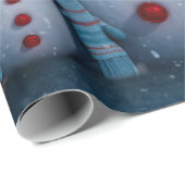 Papier Cadeau Famille Noël Snowman (Coin rond)