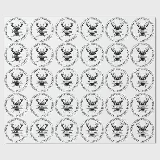 Papier Cadeau Famille Noël Split Monogramme thème (Plat)