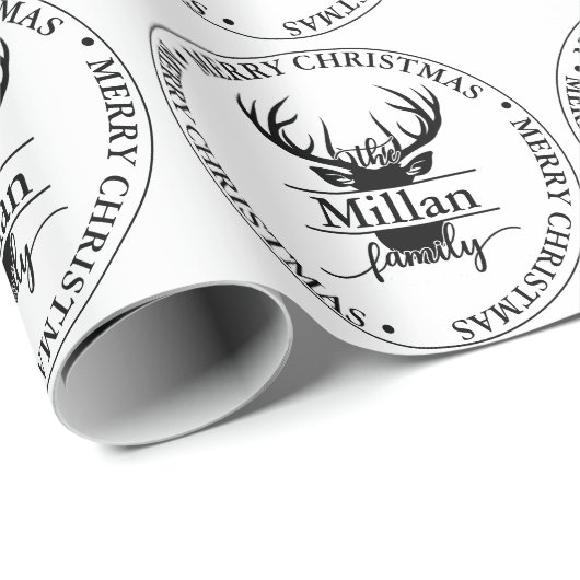 Papier Cadeau Famille Noël Split Monogramme thème (Coin rond)