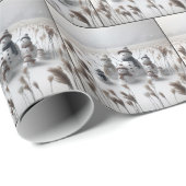 Papier Cadeau Famille Snowman dans un terrain de campagne (Coin rond)