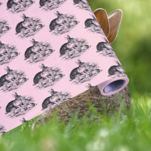 Papier Cadeau Famille vintage de lapin - dessin