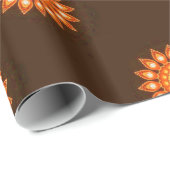 PAPIER CADEAU FANCY ORANGE FLOWER (Coin rond)