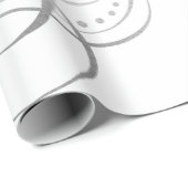 Papier Cadeau Fancy Tourbillonnant Joie Silver Foil Calligraphie (Coin rond)