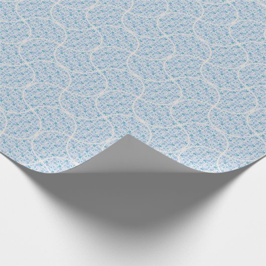 Papier Cadeau Fans Art Déco Retro Florals Berry Blues (Coin)