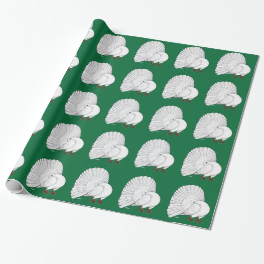 Papier Cadeau Fantail Pigeon White (Déroulé)