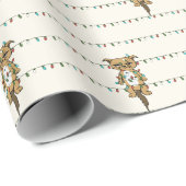 Papier Cadeau Fantaisie Chat Tangled Feux de Noël Papier d'envel (Coin rond)