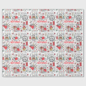 Papier Cadeau Fantaisie de Noël mignonne avec le chapeau de Père (Plat)