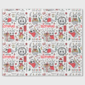 Papier Cadeau Fantaisie de Noël mignonne avec le chapeau de Père (Plat)