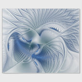 Papier Cadeau Fantaisie dynamique Abstrait Tons bleus Art fracta (Plat)