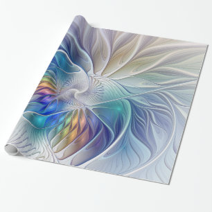 Papier Cadeau Fantaisie florale, fleur fractale abstraite coloré