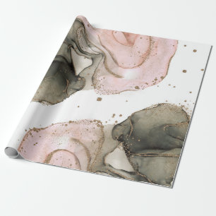 Papier Cadeau Fantaisie Glamour Rose Noir Or Encre Éthérée Humeu