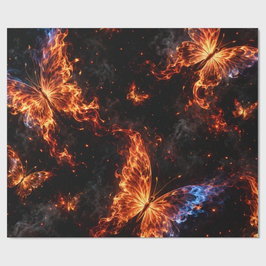 Papier cadeau fantaisie papillon flamboyant (Plat)