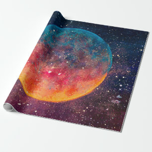 Papier Cadeau Fantastique peinture à l'huile belle grande planèt