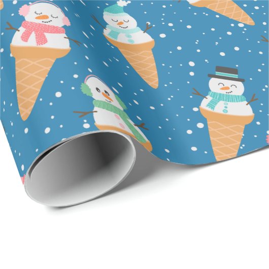 Papier Cadeau Fantastique Snowman Snow Cone hiver Vacances ou an (Coin rond)