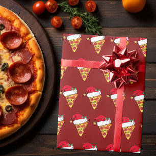 Papier Cadeau Fantastique tranches de pizza de Noël à Santa Hats