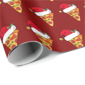 Papier Cadeau Fantastique tranches de pizza de Noël à Santa Hats (Coin rond)