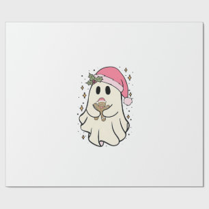 Papier Cadeau Fantôme effrayant tenant un Noël au pain d'épice