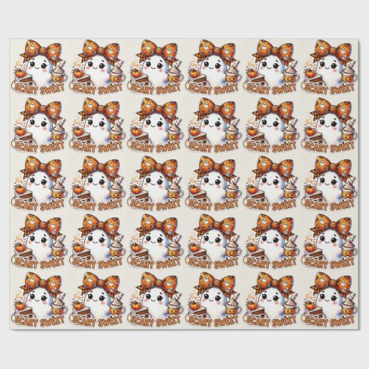 Papier Cadeau Fantôme Mignon Épouvantable (Plat)