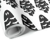 Papier Cadeau Fantôme noir et blanc (Coin rond)