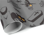 Papier Cadeau Fantômes & Chouettes Haunted Night Halloween (Coin rond)