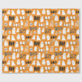 Papier Cadeau Fantômes, crânes et Boo Éffrayants (Plat)