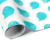 Papier Cadeau Fantômes d'aquarelle de Kawaii (océan) (Coin rond)